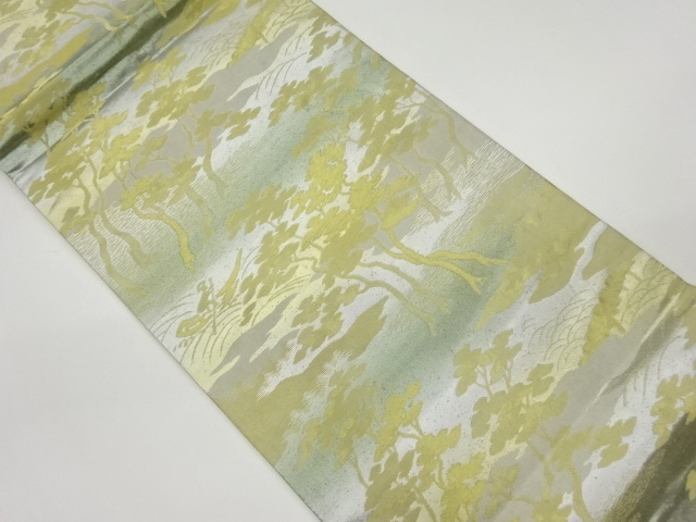 金彩松に舟人物模様織出し袋帯